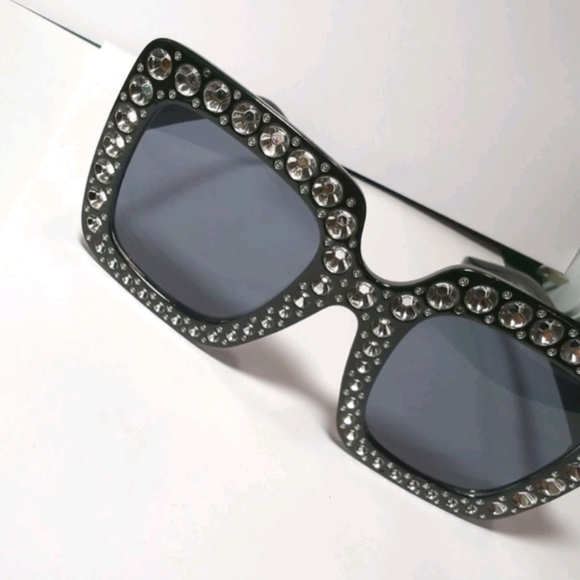 NEW Oversized Square Frame Bling Bling Sunglasses Women Fashion Shades - Picture 8 of 10